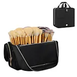 This bag is not only a brush holder, it also can store the cosmetics you need in daily like lipsticks, serums, mascaras, eyeshadow, etc. The makeup bag is lightweight and compact, large opening design for easy access to items.